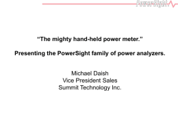 PowerSight family of analyzers sales presentation