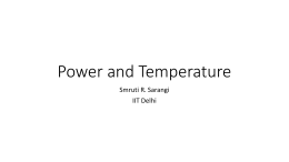Power and Temperature - CSE @ IITD