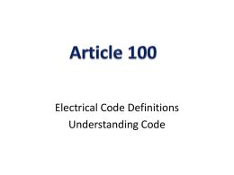 Article 100 - Draves Electrical Class