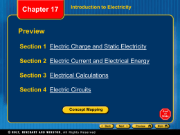 Ch 17 ppt: Introduction to Electricity