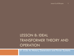 Lesson 8: Transformer Theory and Operation