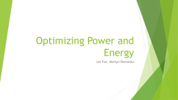 Optimizing Power and Energy