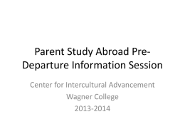 Parent Study Abroad Pre-Departure Information