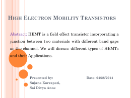 High Electron Mobility Transistors
