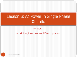 Lesson 3: Ac Power in Single Phase Circuits