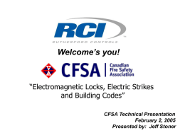 Electromagnetic Locks - Canadian Fire Safety Association