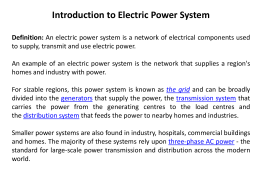 Introduction to Electric Power System Definition