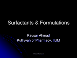 Surfactants & Formulations - International Islamic