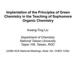 Kwang-Ting Liu Department of Chemistry National Taiwan