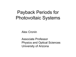 Payback Periods for PV systems ppt