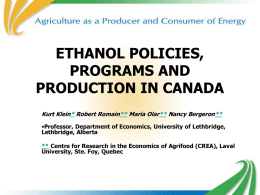Ethanol and Bio-diesel Production in Canada