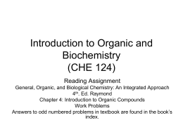 CHE 124 Ch. 4 Introduction to Organic Compounds