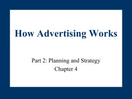 How Advertising Works Part 2: Planning and Strategy Chapter 4