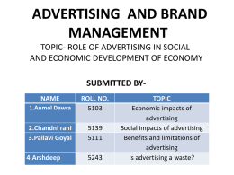 Role of advertising