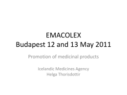 EMACOLEX Budapest 12 and 13 May 2011