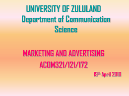 COMMUNICATION - University of Zululand
