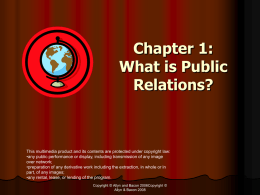 Chapter 1: What is Public Relations?