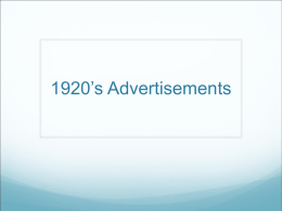 1920’s Advertisements