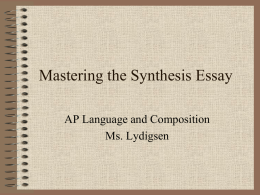 Mastering the Synthesis Essay