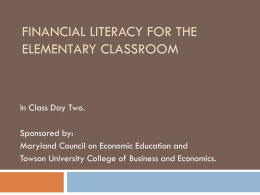 Financial literacy for the Elementary classroom