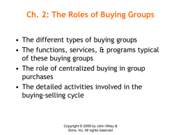 Ch. 2: The Roles of Buying Groups