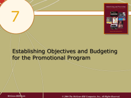 7 Establishing Objectives and Budgeting for the