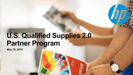 US Qualified Supplies 2.0 Partner Program May 18, 2015