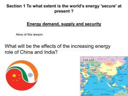 Energy demand, supply and security - School