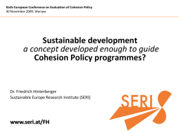 a concept developed enough to guide Cohesion policy programmes?