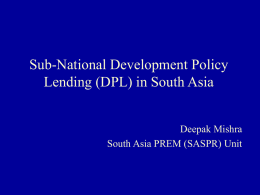 Deepak Mishra - Sub-National Development Policy