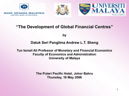 The Development of Global Financial Centres