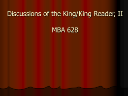 Discussions of the King/King Reader MBA 628