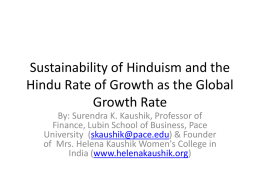 Sustainability of Hinduism and the Hindu Rate of Growth as the