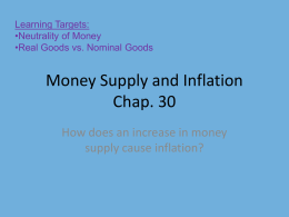 Money Supply and Inflation