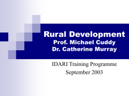 Rural Development Prof. Michael Cuddy