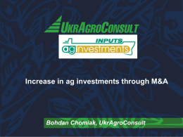 Increasing Ukrainian Agricultural M&A Investments