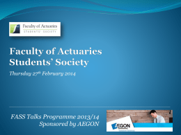 Thomas Cook actuarial slides - Faculty of Actuaries Students` Society