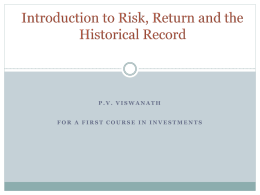 Introduction to Risk and Return (Chapter 5)