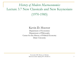 Lecture 7. New Classical Macroeconomics