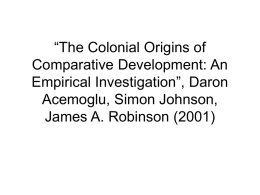 Daron Acemoglu, Simon Johnson, James A. Robinson (2001)