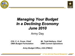 Managing Your Budget In a Declining Economy June 2010