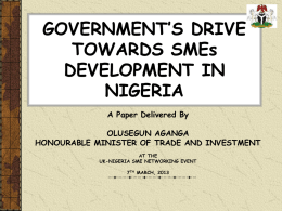 GOVERNMENT`S DRIVE TOWARDS SMEs