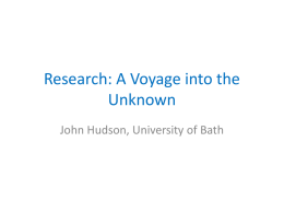 Research: A Voyage into the Unknown