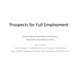 Potential for Full Employment presentation to Club of Rome Delhi