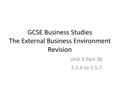 GCSE Business Studies The External Business Environment Revision