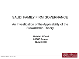 SAUDI FAMILY FIRM GOVERNANCE An Investigation of the