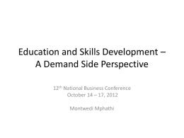 Education and Skills Development – A Demand Side Perspective