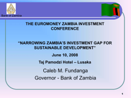 Investment Climate in Zambia