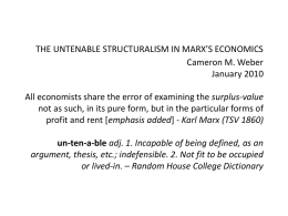 THE UNTENABLE STRUCTURALISM IN MARX’S ECONOMICS …