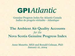 The Ambient Air Quality Accounts for the NS GPI